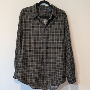 Men's Plaid Shirt - Black and Gray